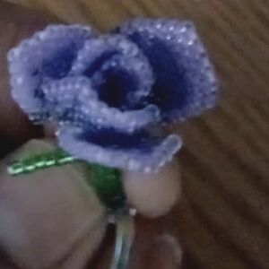 3D Purple Beaded Rose Keyring